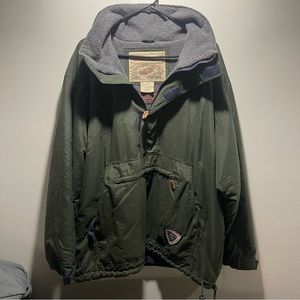 Vintage Abercrombie and Fitch green outershell fleece lined quarterzip pullover
